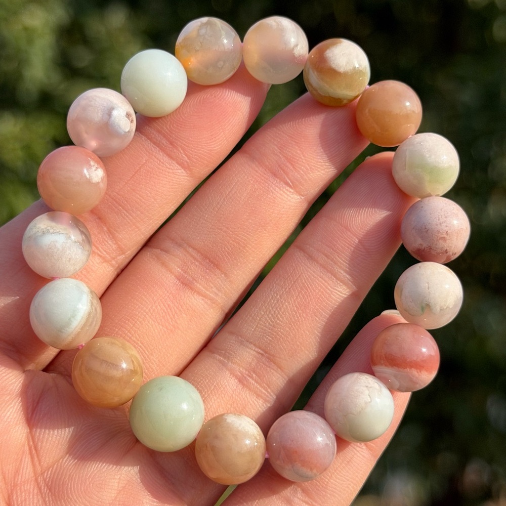 11mm stretchable multicolor flower agate bracelet 1125